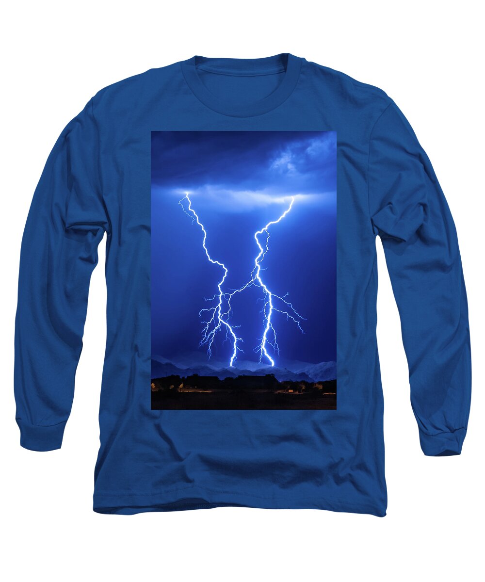 Lightning Long Sleeve T-Shirt featuring the photograph 1103 Desert Lightning by Kenneth Johnson