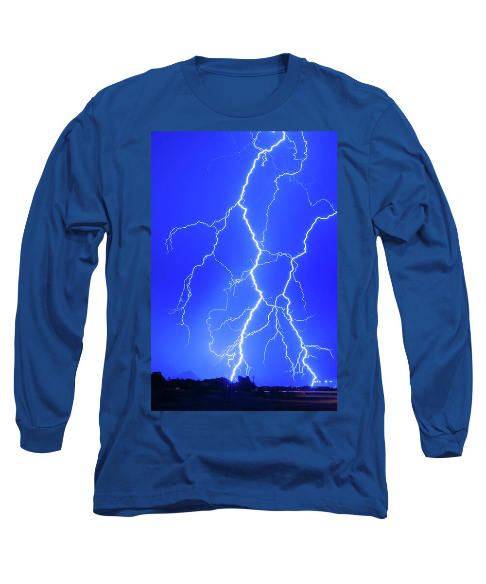 Lightning Long Sleeve T-Shirt featuring the photograph 1105 Desert Lightning by Kenneth Johnson