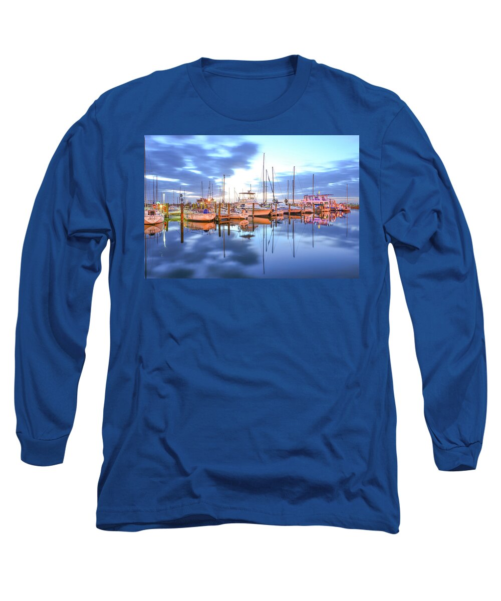 Boats Long Sleeve T-Shirt featuring the photograph Harbor Blues by Christopher Rice