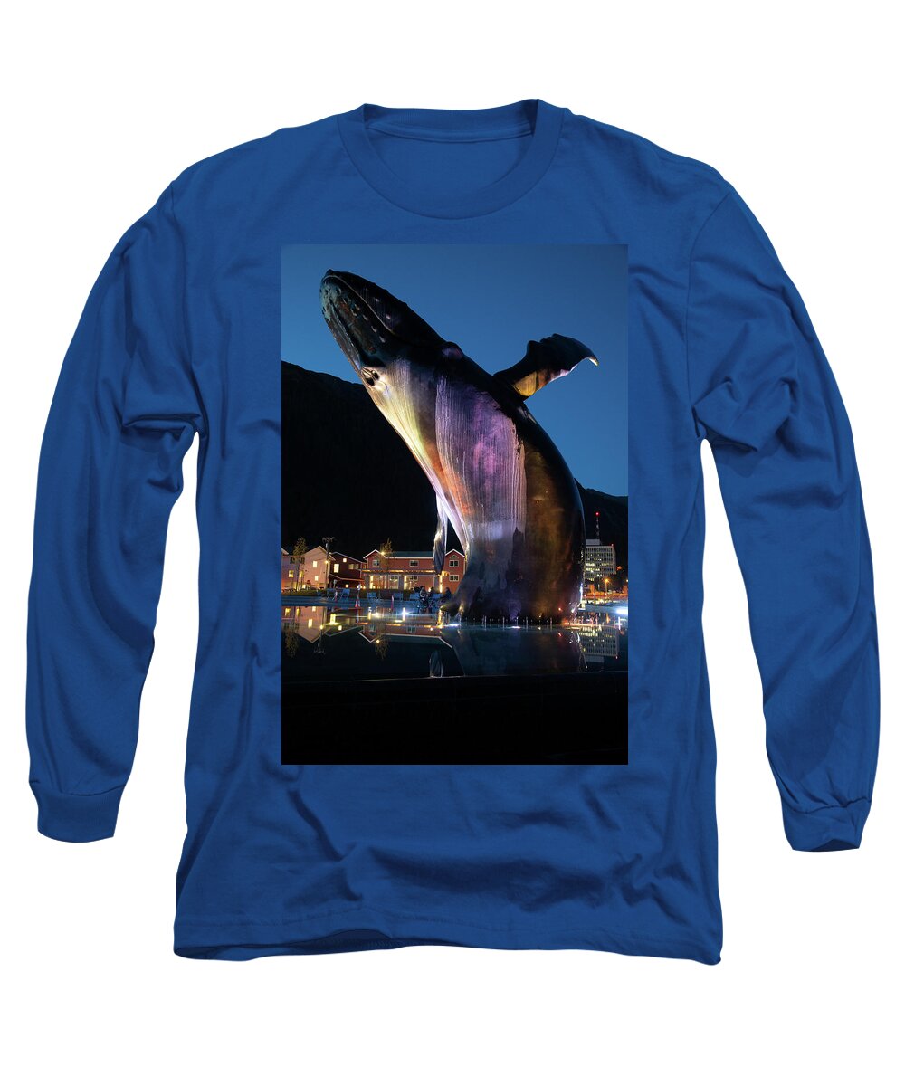 Alaska Long Sleeve T-Shirt featuring the photograph Juneau Whale Scupture by Lynda Fowler