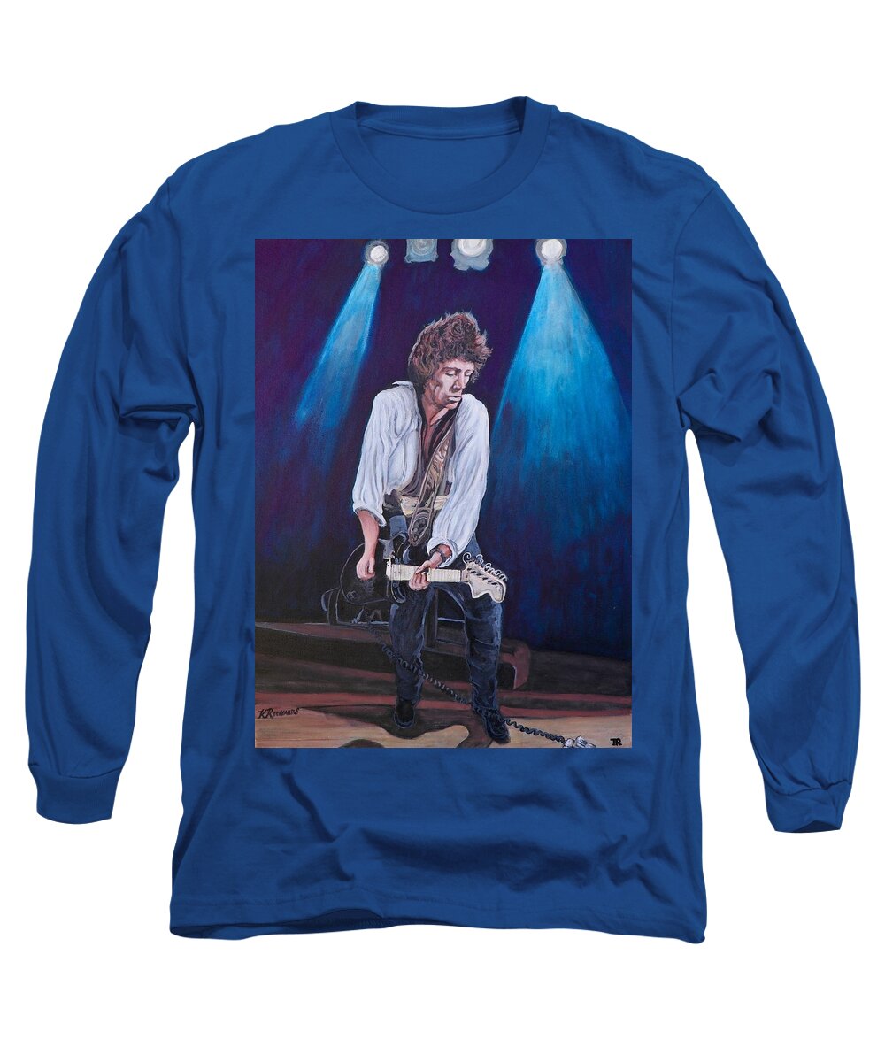 Celebrities Long Sleeve T-Shirt featuring the painting Keith Richards by Tom Roderick