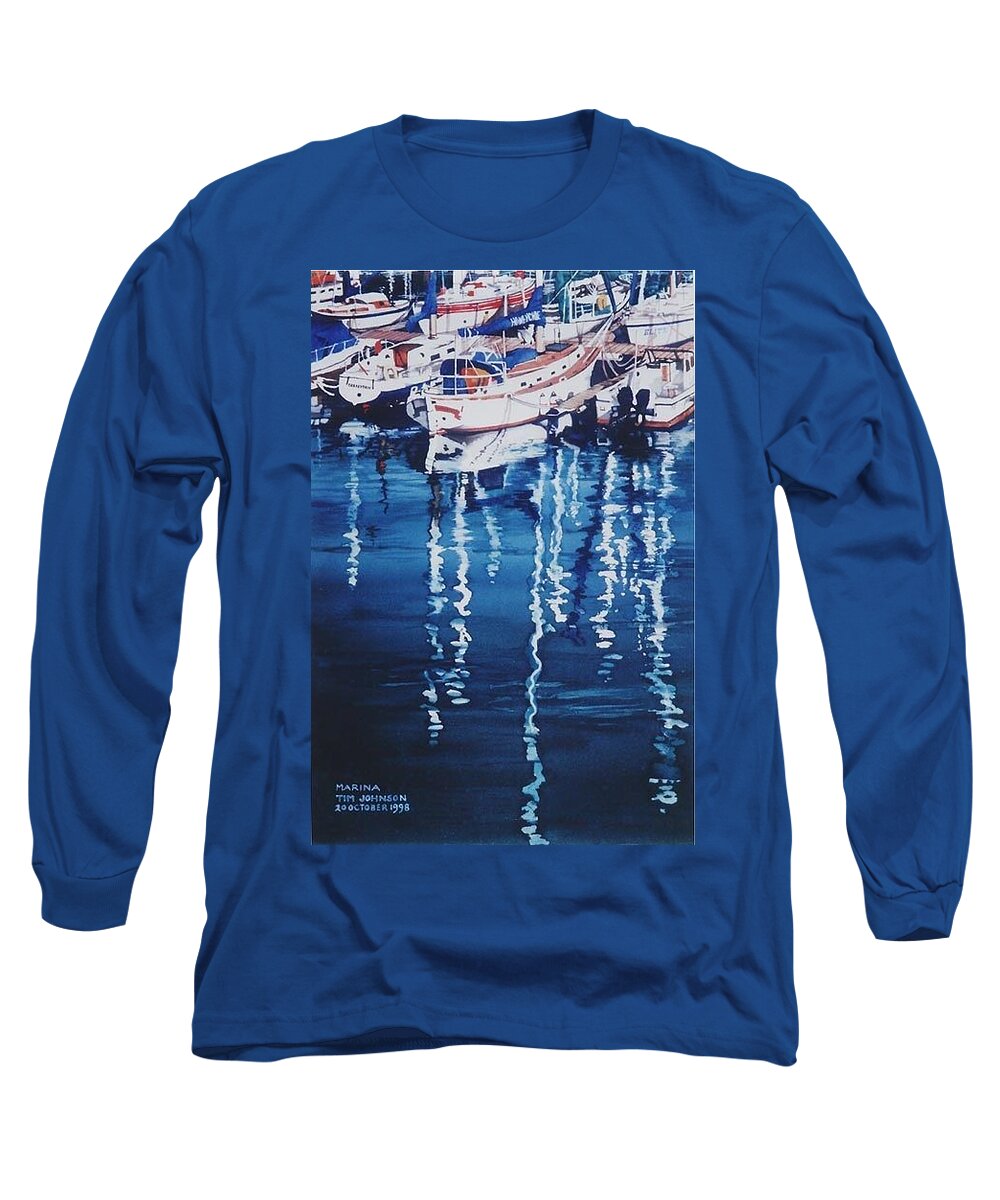 Marina Long Sleeve T-Shirt featuring the painting Marina by Tim Johnson