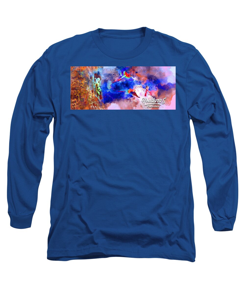 Watercolor Long Sleeve T-Shirt featuring the painting Mi Pais by Carlos Paredes Grogan