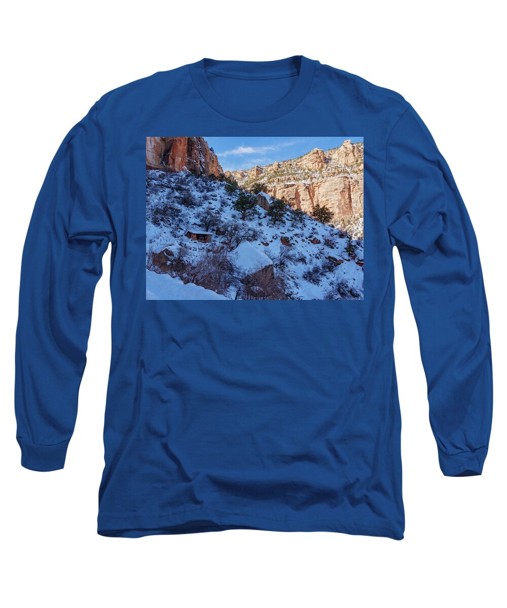 American Southwest Long Sleeve T-Shirt featuring the photograph Mile and a Half Rest Shelter. by Todd Bannor