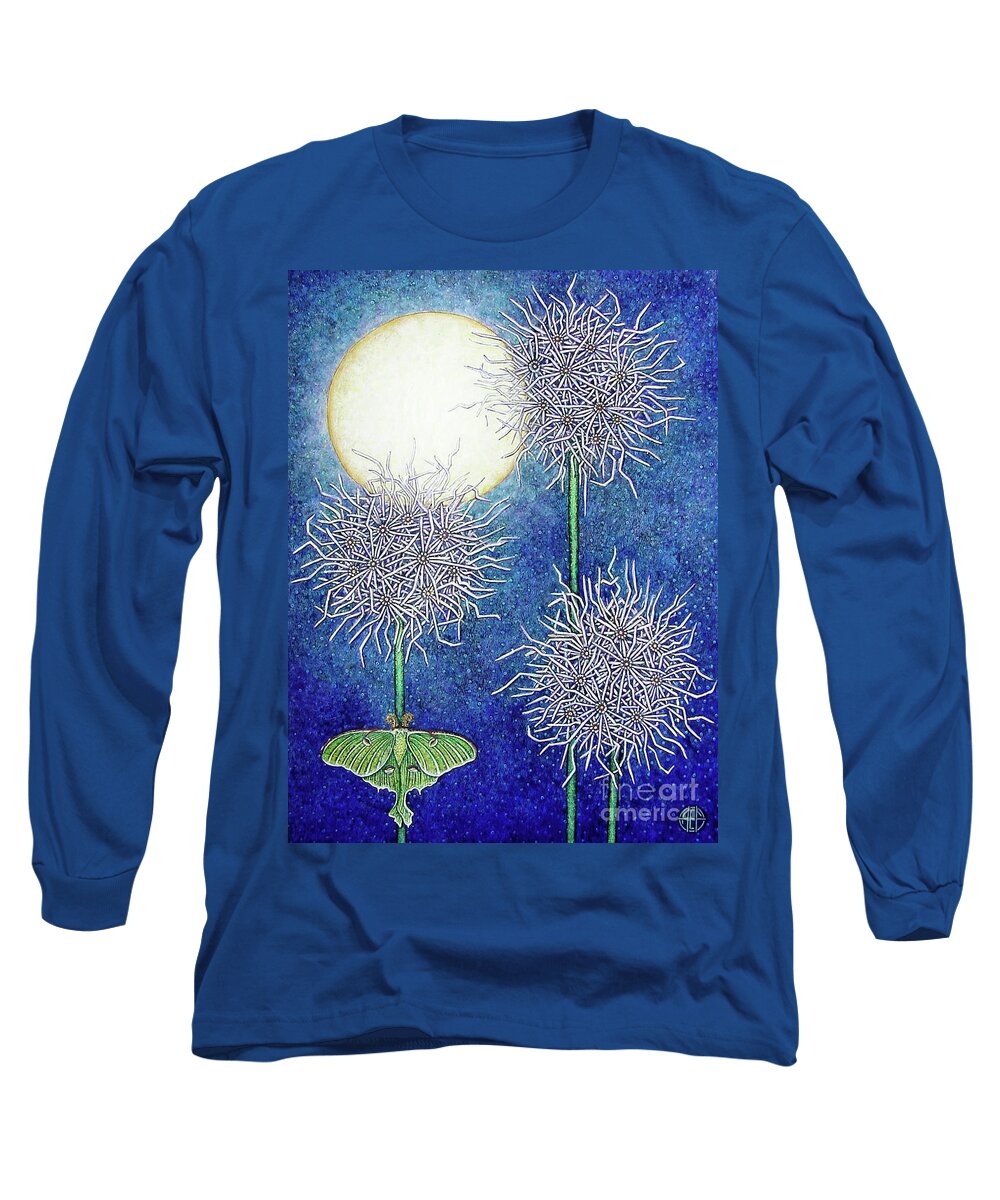 Moth Long Sleeve T-Shirt featuring the painting Night Garden 2 by Amy E Fraser