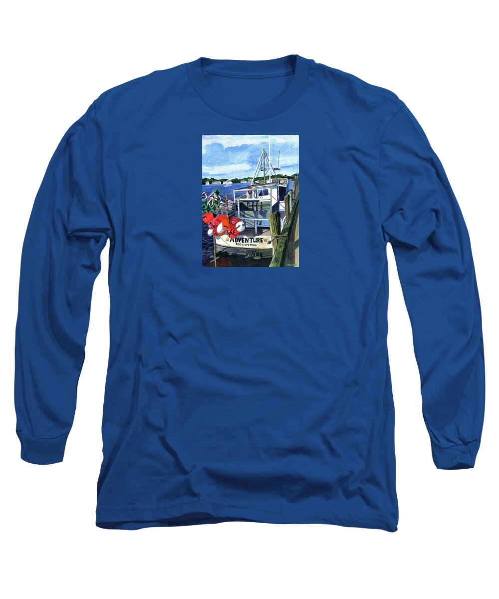 Boats Long Sleeve T-Shirt featuring the painting Adventure Provincetown by Jeff Blazejovsky