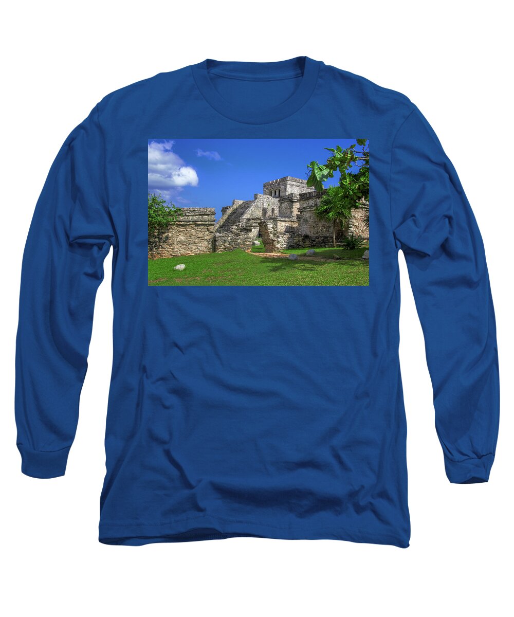 Maya Long Sleeve T-Shirt featuring the photograph Pyramid El Castillo by Sun Travels