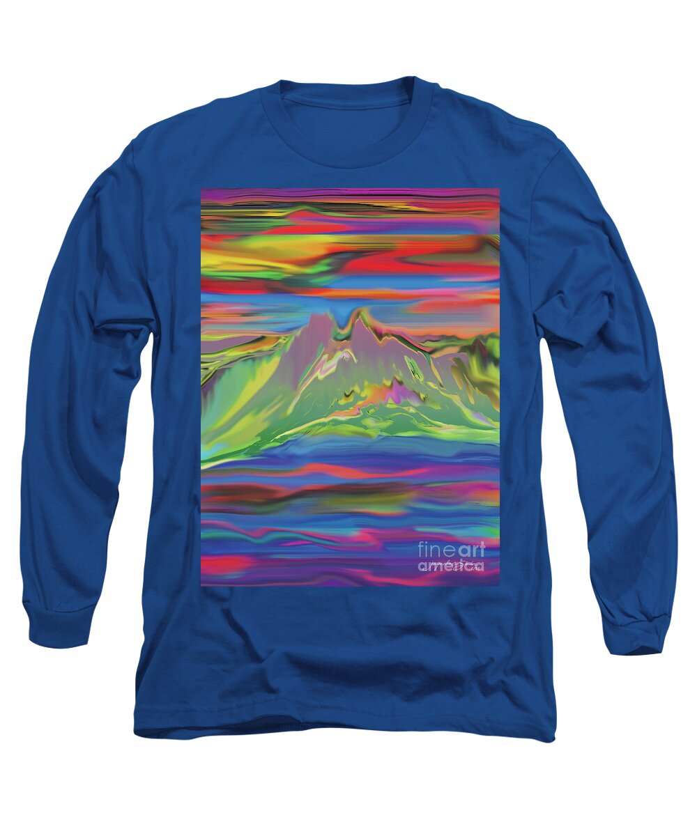 Landscape Long Sleeve T-Shirt featuring the digital art Santa Fe Sunset by Jacqueline Shuler
