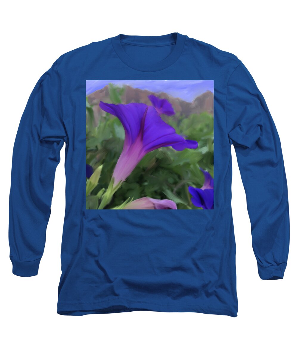 Morning Glory Long Sleeve T-Shirt featuring the mixed media Springdale Morning Glory by Jonathan Thompson