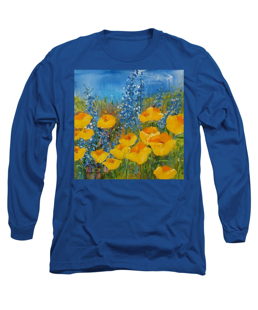 California Long Sleeve T-Shirt featuring the painting Super Bloom by Terri Einer