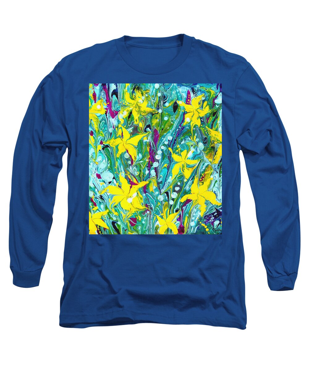 Lilies Long Sleeve T-Shirt featuring the painting Water Lilies by Vallee Johnson