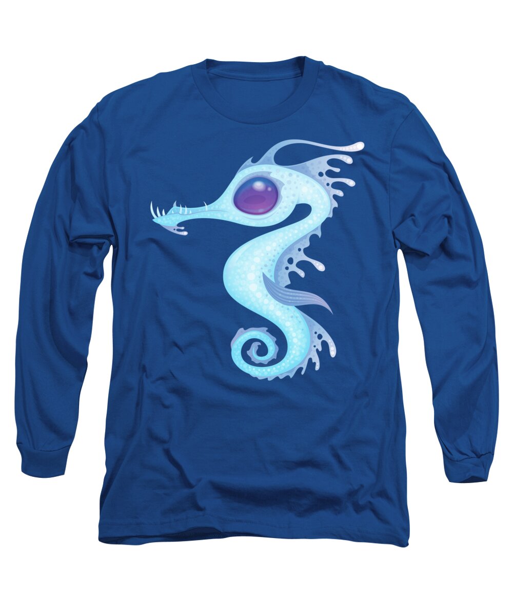 Ocean Long Sleeve T-Shirt featuring the digital art White Sea Dragon by John Schwegel