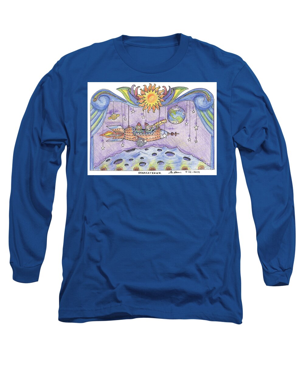 Steampunk Long Sleeve T-Shirt featuring the drawing Starcatcher by Eric Haines