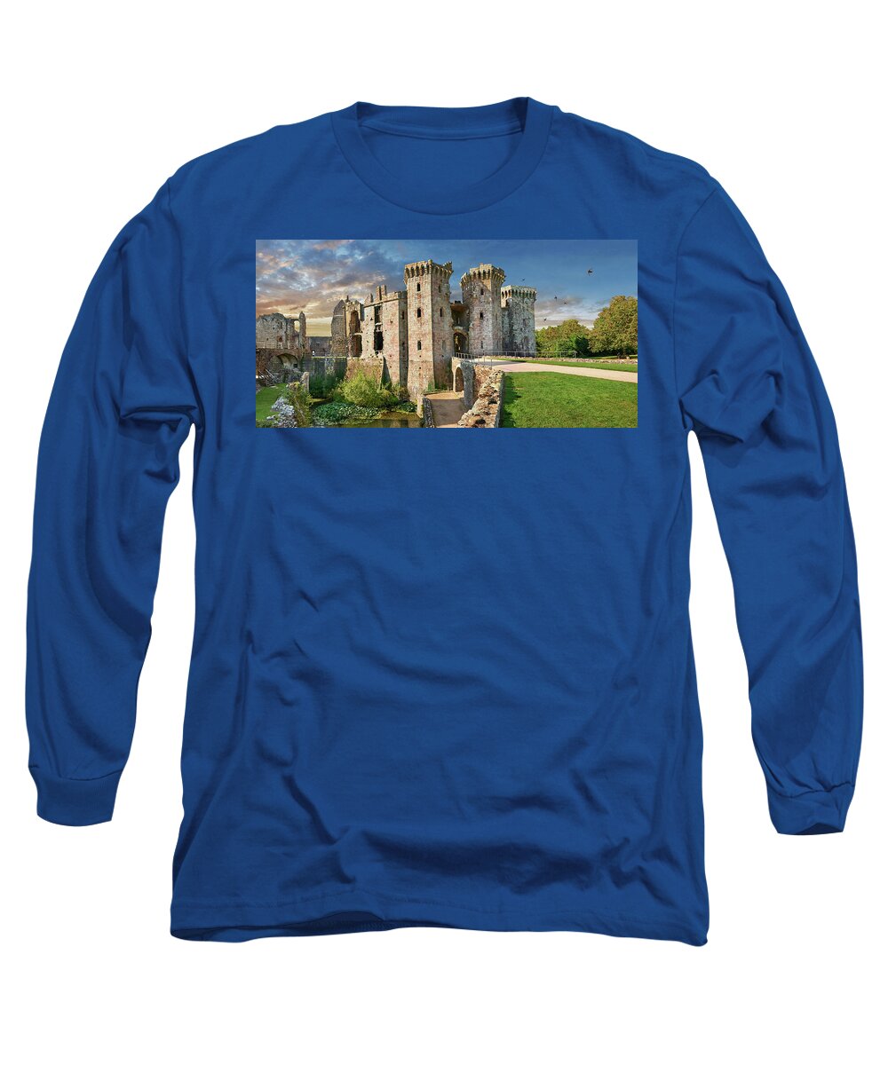 Raglan Castle Long Sleeve T-Shirt featuring the photograph Photo of the picturesque Raglan Castle Wales by Paul E Williams