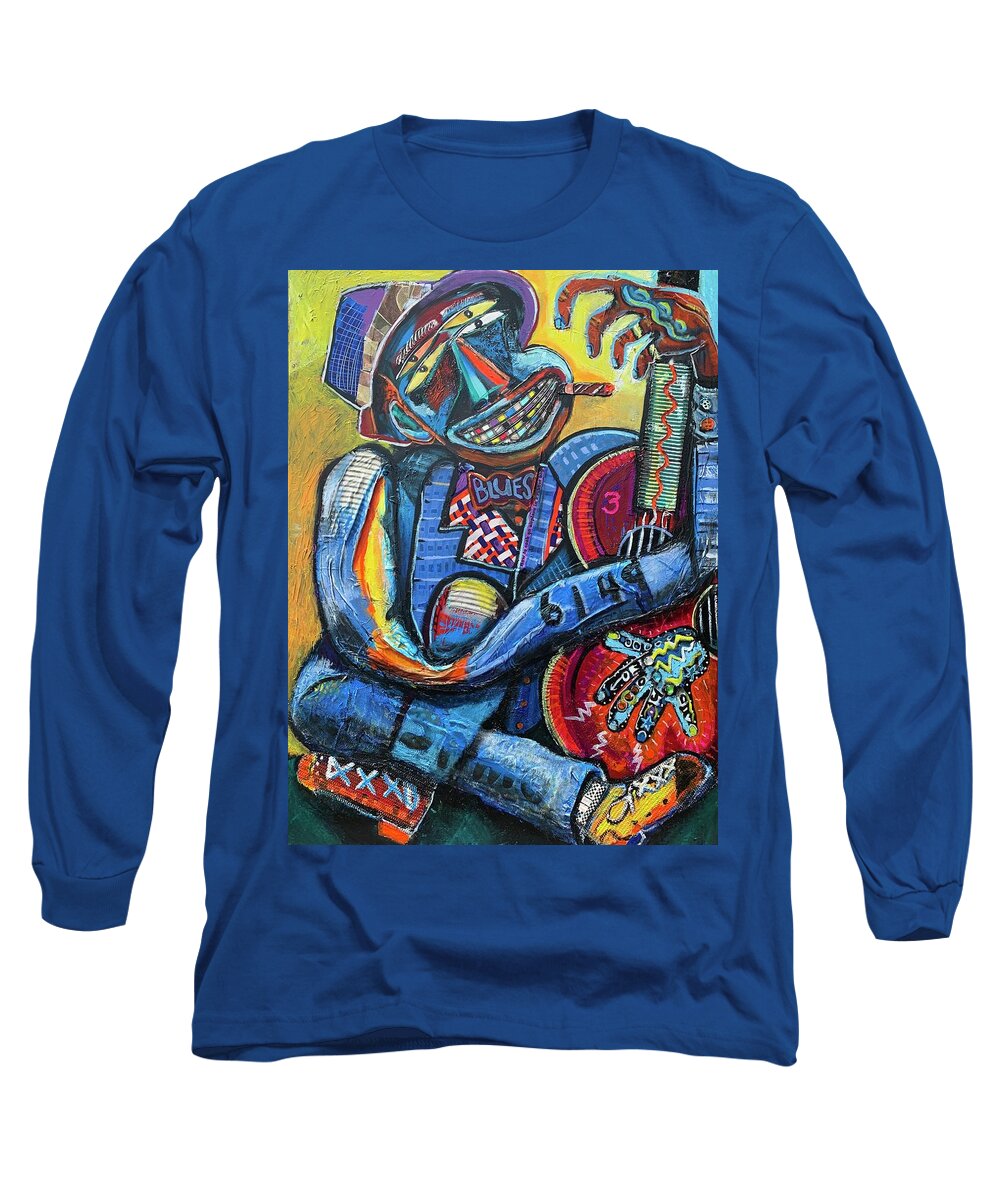 Blues Long Sleeve T-Shirt featuring the mixed media 6149 Blues by Rob Gonzo