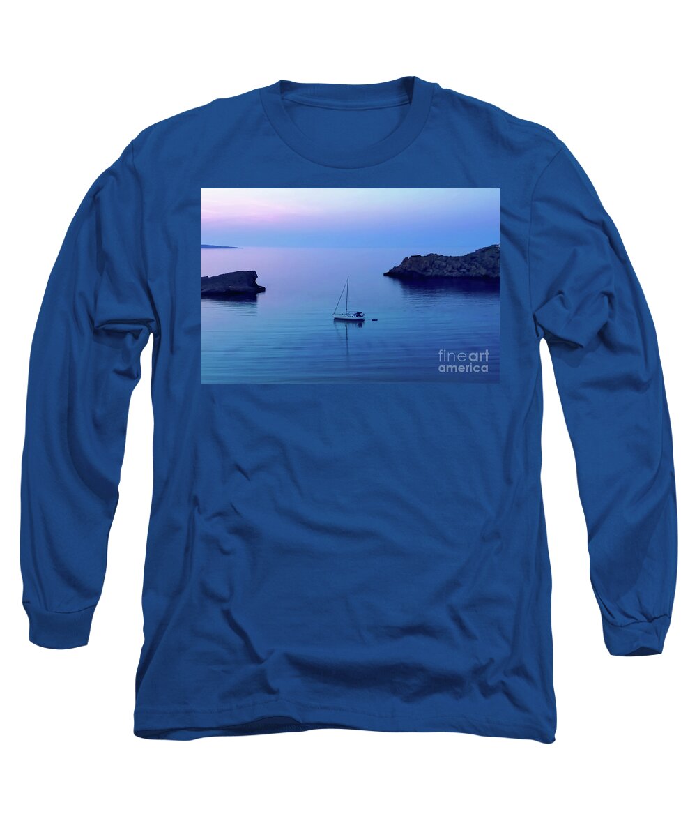 Digital Art Long Sleeve T-Shirt featuring the photograph A yacht in the early morning light by Pics By Tony