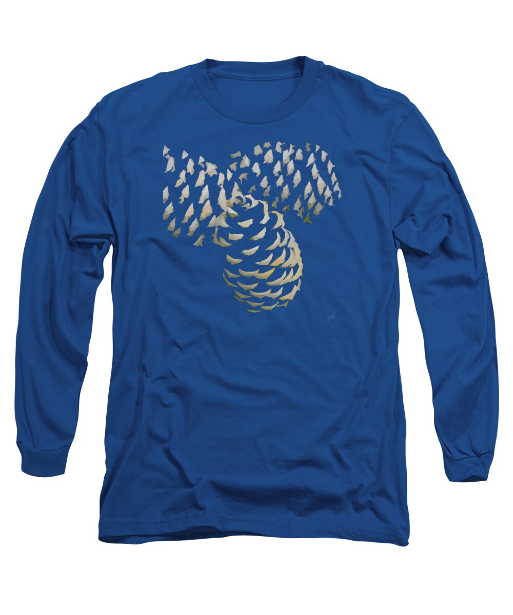 Abstract Long Sleeve T-Shirt featuring the digital art Along a Moonlit Path by Gina Harrison