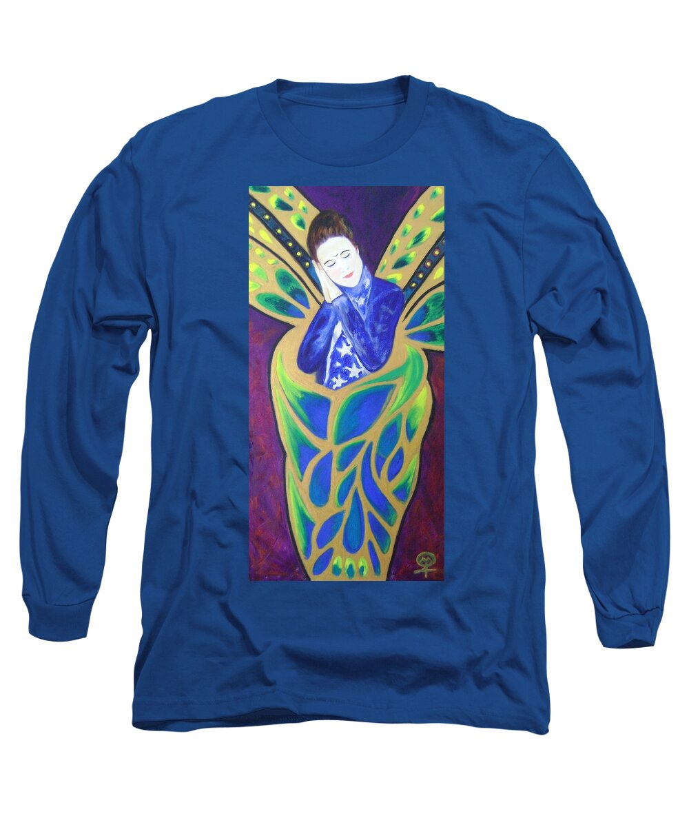 Angel Of Dreams Long Sleeve T-Shirt featuring the painting Angel of Dreams by Therese Legere