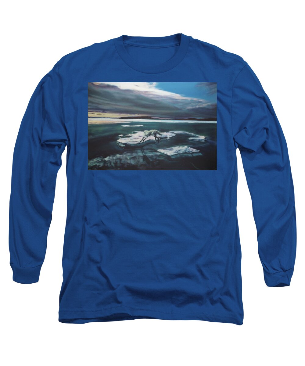 Realism Long Sleeve T-Shirt featuring the painting Arctic Wolf by Sean Connolly