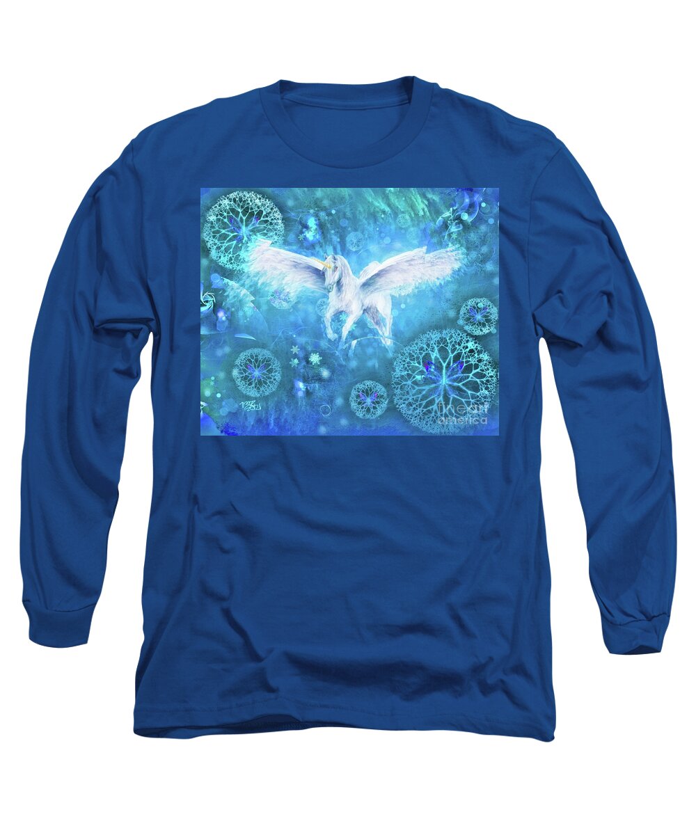 Unicorn Long Sleeve T-Shirt featuring the digital art Carrier of Light by Michelle Ressler