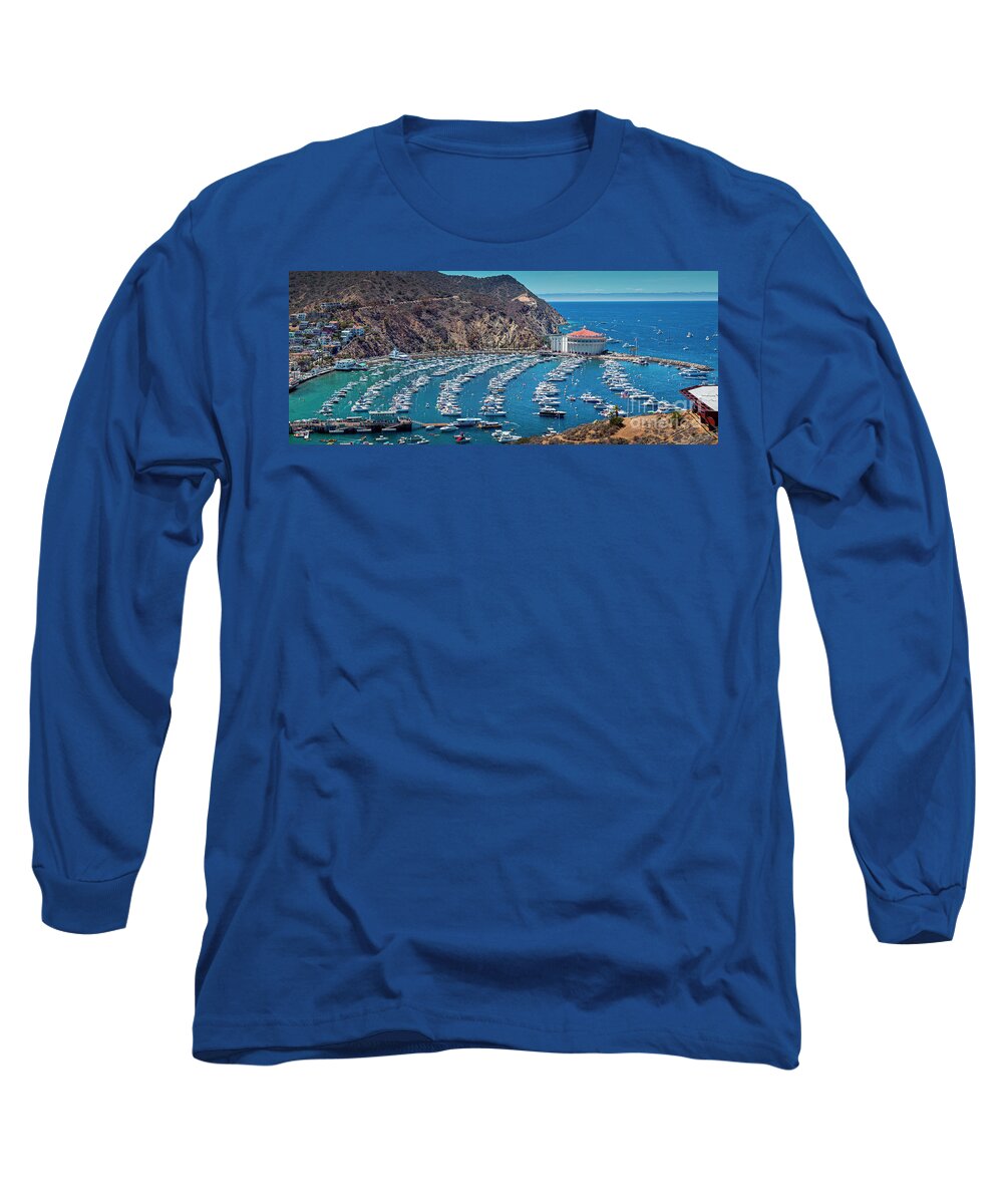 Catalina Island Long Sleeve T-Shirt featuring the photograph Catalina Island Avalon Panorama by David Zanzinger