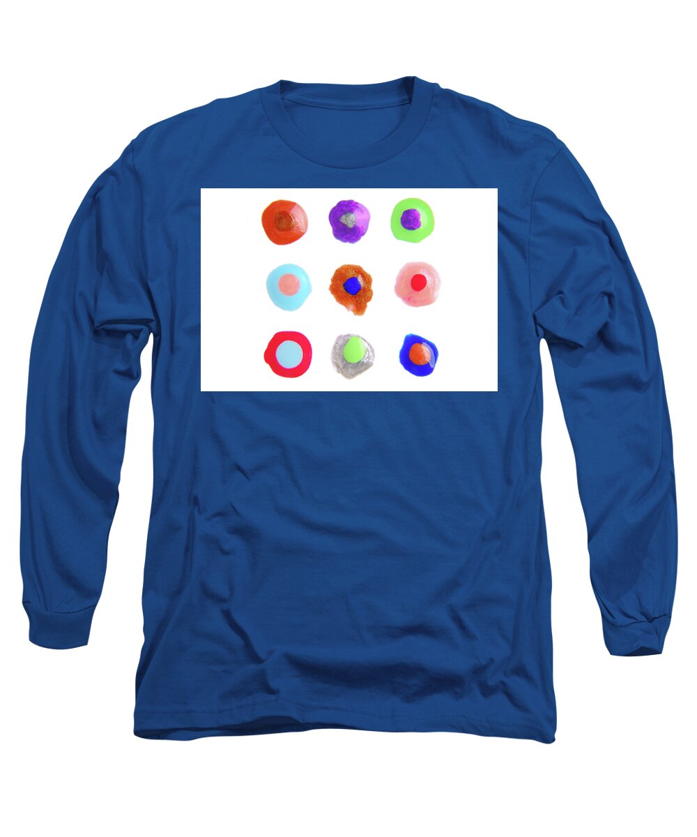 Nail Polish Long Sleeve T-Shirt featuring the photograph Close Up Of Color Drops Isolated On White by Severija Kirilovaite