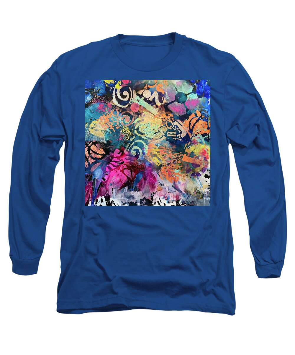 Abstract Long Sleeve T-Shirt featuring the painting Colorful Glitter by Tommy McDonell