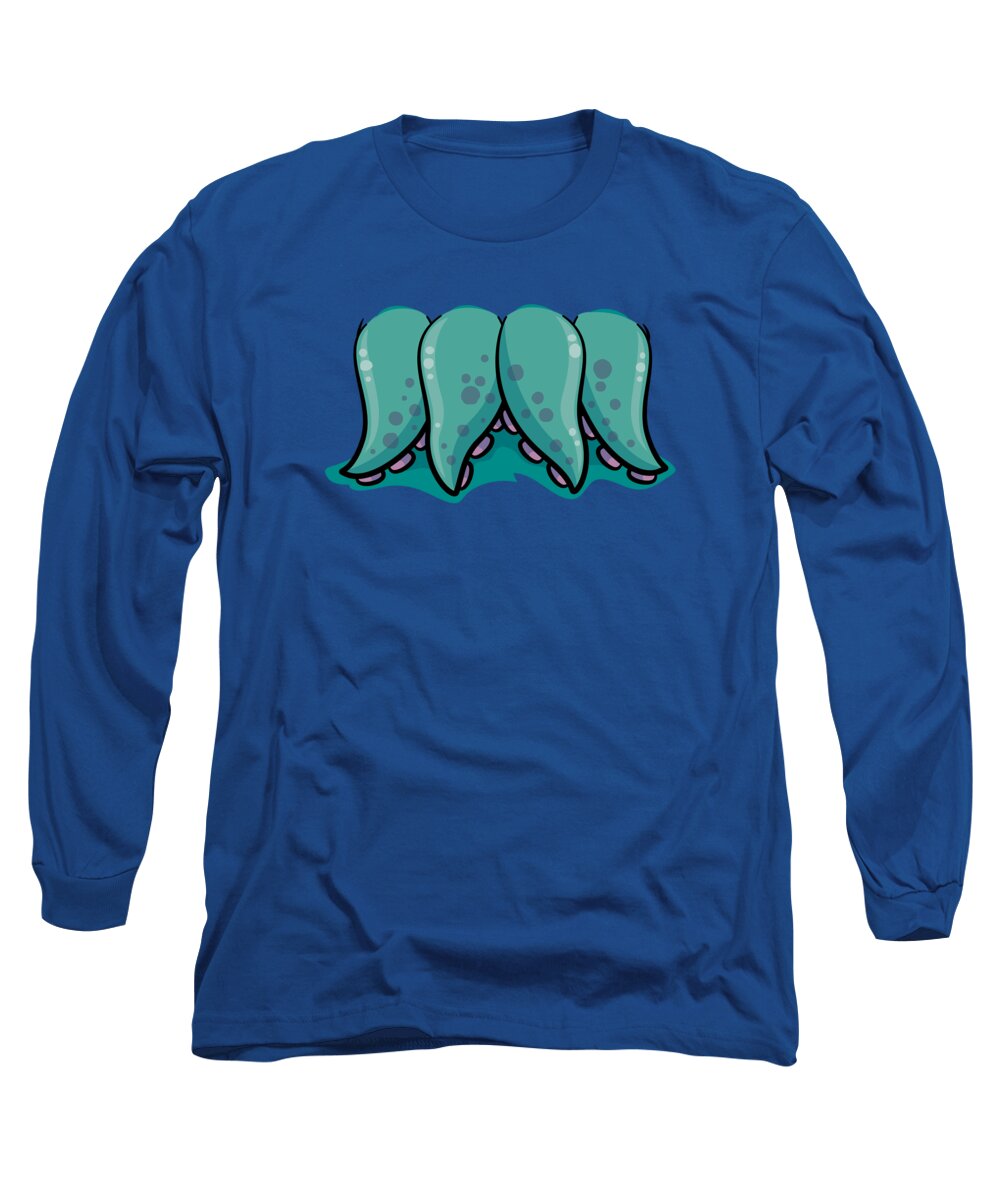 Octopus Long Sleeve T-Shirt featuring the digital art Cthulhu Monster Tentacle Mouth by John Schwegel