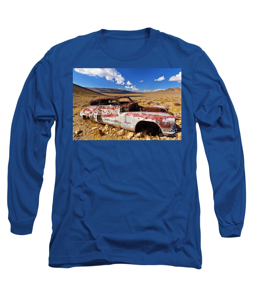 Rusty Car Long Sleeve T-Shirt featuring the photograph Derelict Buick Roadmaster, Death Valley, Calif by Neale And Judith Clark