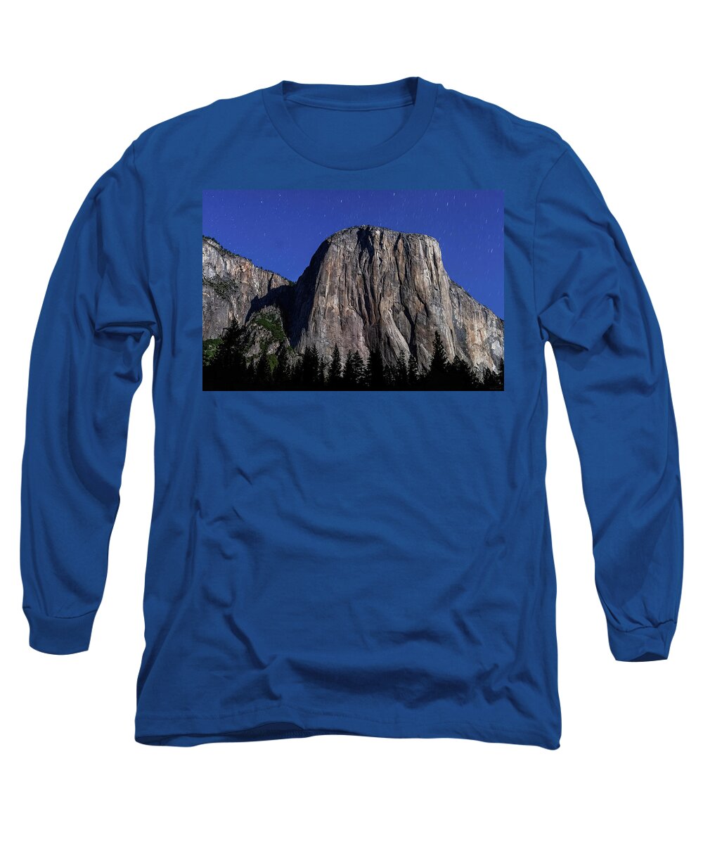 Adventure Long Sleeve T-Shirt featuring the photograph El Capitan Under a Full Moon by Rick Furmanek
