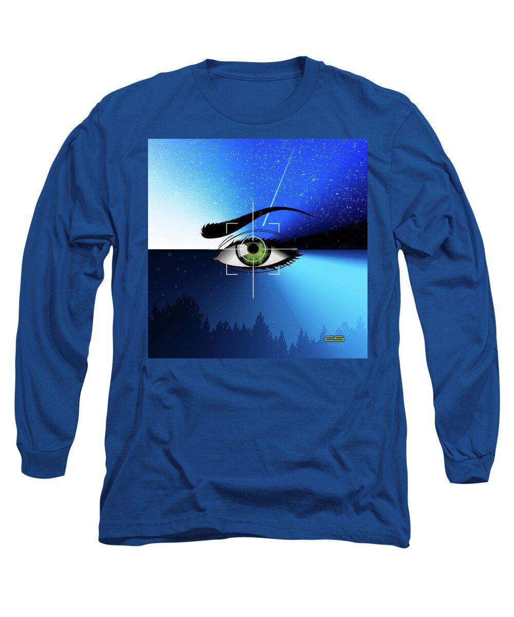 Staley Long Sleeve T-Shirt featuring the digital art Eye in the Sky by Chuck Staley