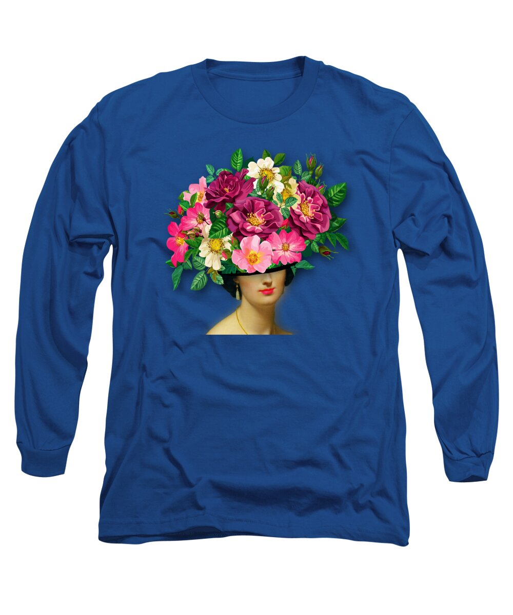 T Shirt Long Sleeve T-Shirt featuring the painting Flower Woman Surreal Tee Tees T-Shirt by Tony Rubino