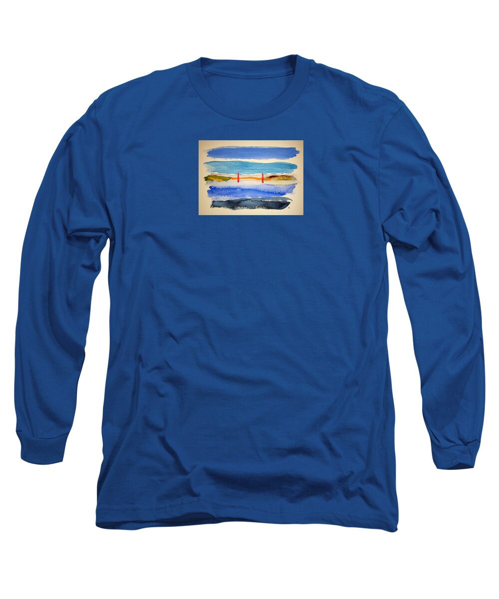 Watercolor Long Sleeve T-Shirt featuring the painting Golden Gate Morning by John Klobucher