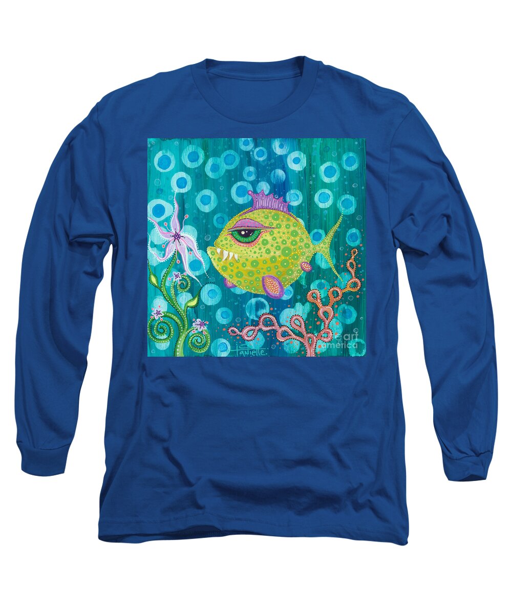 Fish Long Sleeve T-Shirt featuring the painting I Got a New Attitude by Tanielle Childers