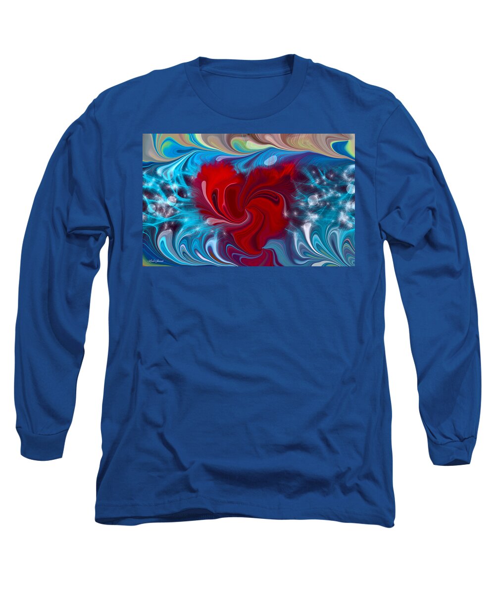 Groovy Heart Long Sleeve T-Shirt featuring the digital art Groovy Heart by Linda Sannuti