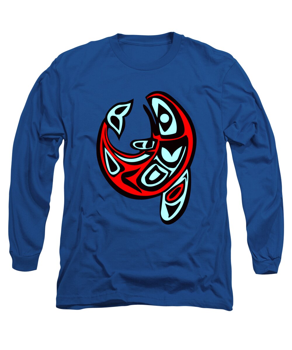 Orca Long Sleeve T-Shirt featuring the digital art Haida Tribe Pacific Northwest Coast Native American Orca Killer Whale by Peter Ogden