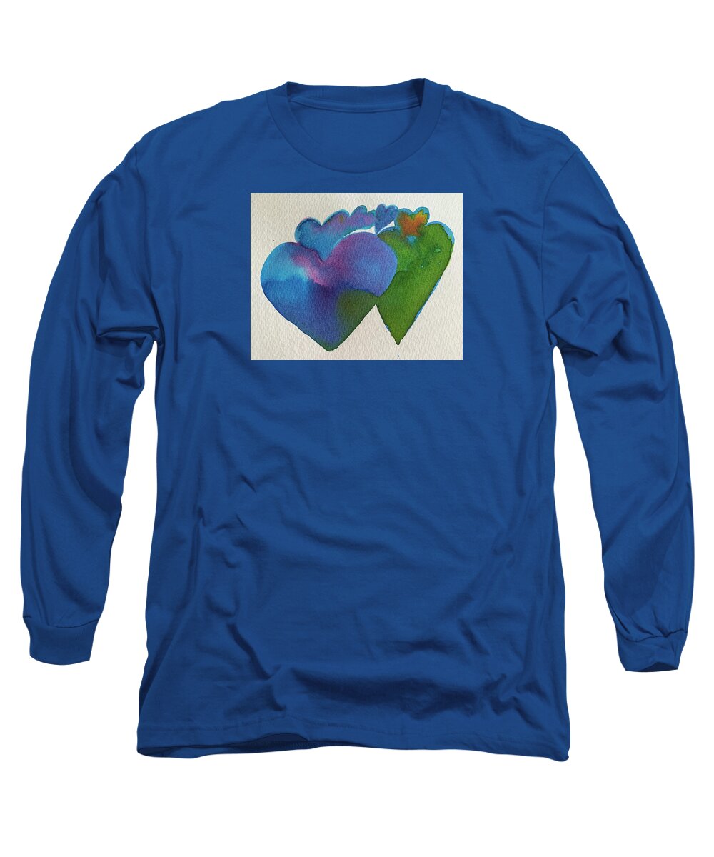 Vibrant Long Sleeve T-Shirt featuring the painting Hearts Loving Our Differences by Sandy Rakowitz