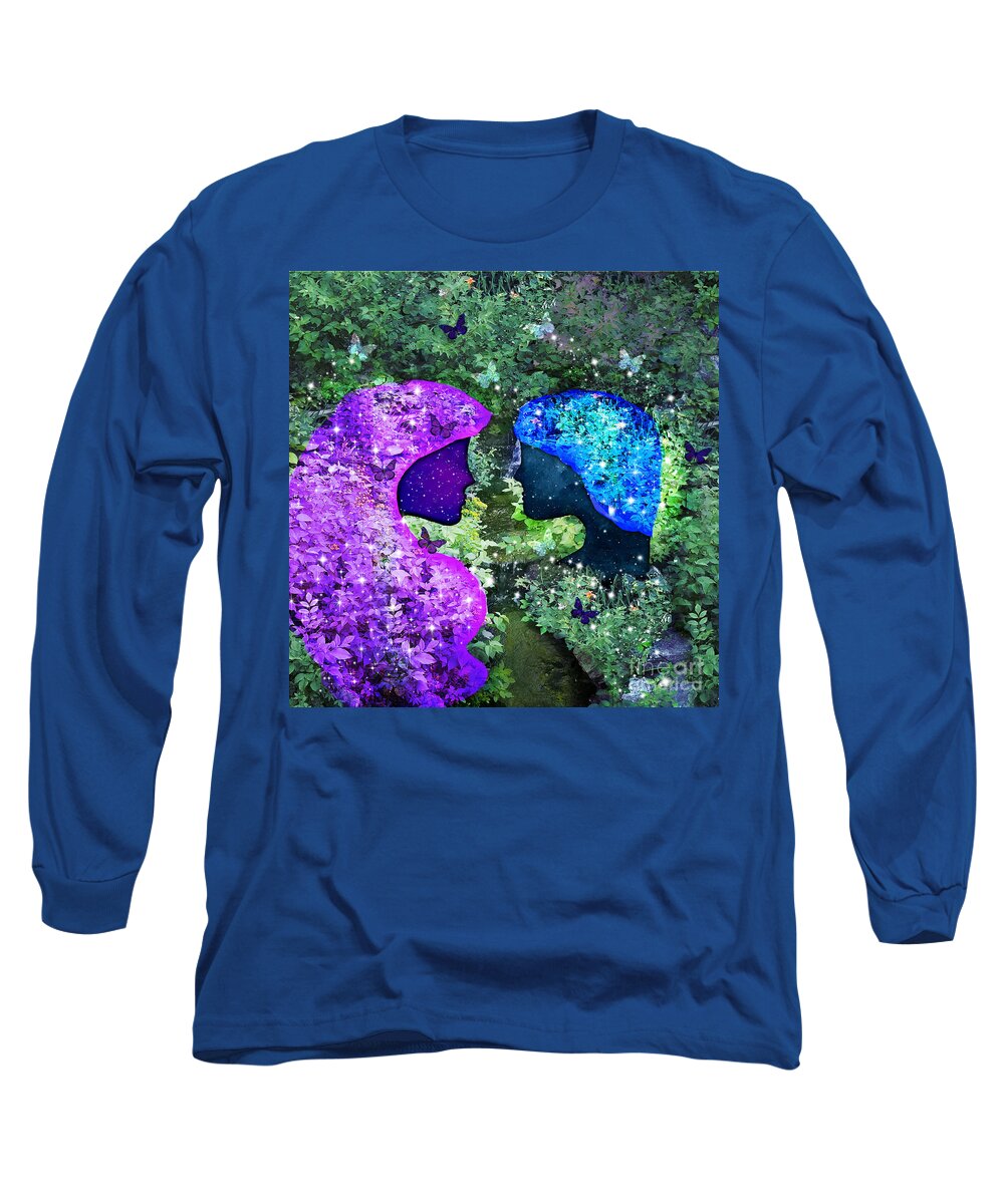 Spiritual Art Long Sleeve T-Shirt featuring the mixed media In The Beginning by Diamante Lavendar