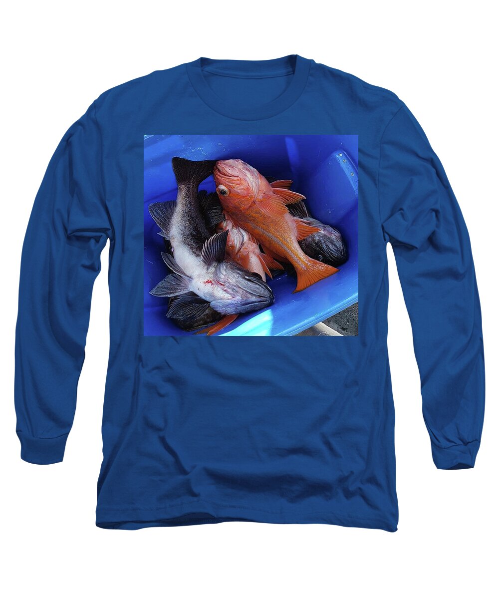 Fish In A Bucket Long Sleeve T-Shirt featuring the digital art Jim's Catch #1 by Steve Glines