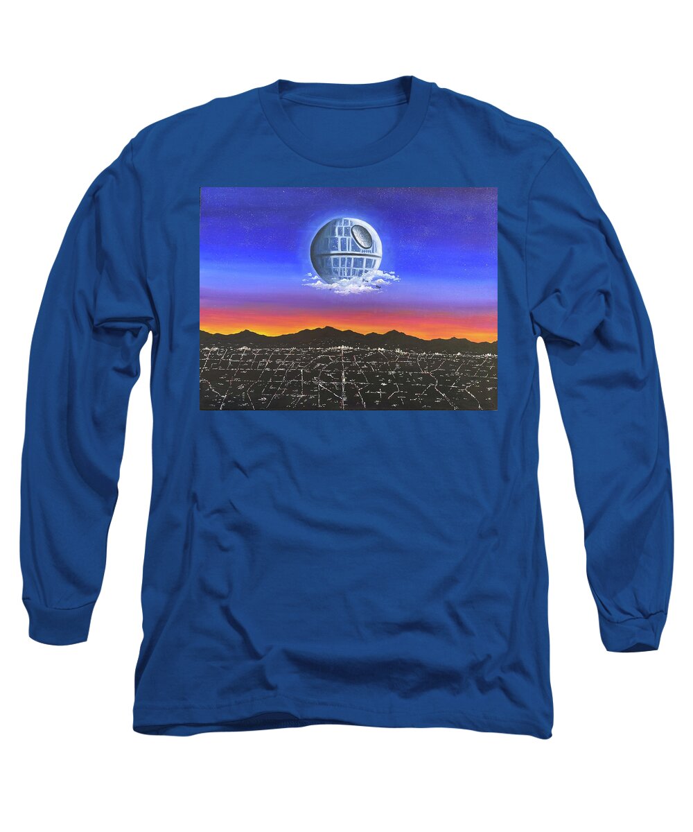 Death Star Long Sleeve T-Shirt featuring the painting Journey to the Inner Child by Ashley Wright