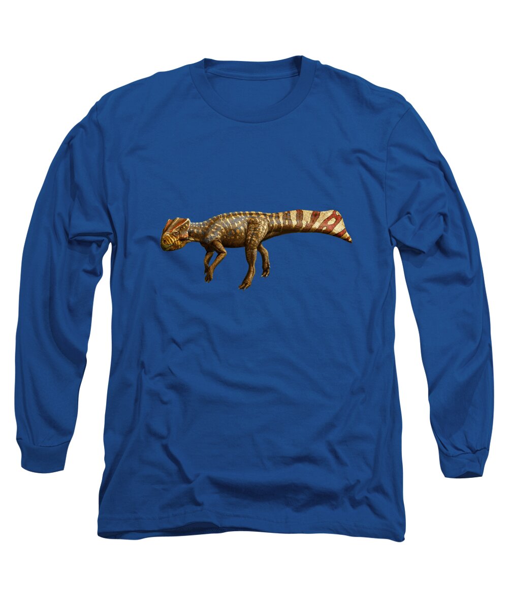 Dinosaur Long Sleeve T-Shirt featuring the digital art Koreaceratops hwaseongensis Drinking by Julius Csotonyi