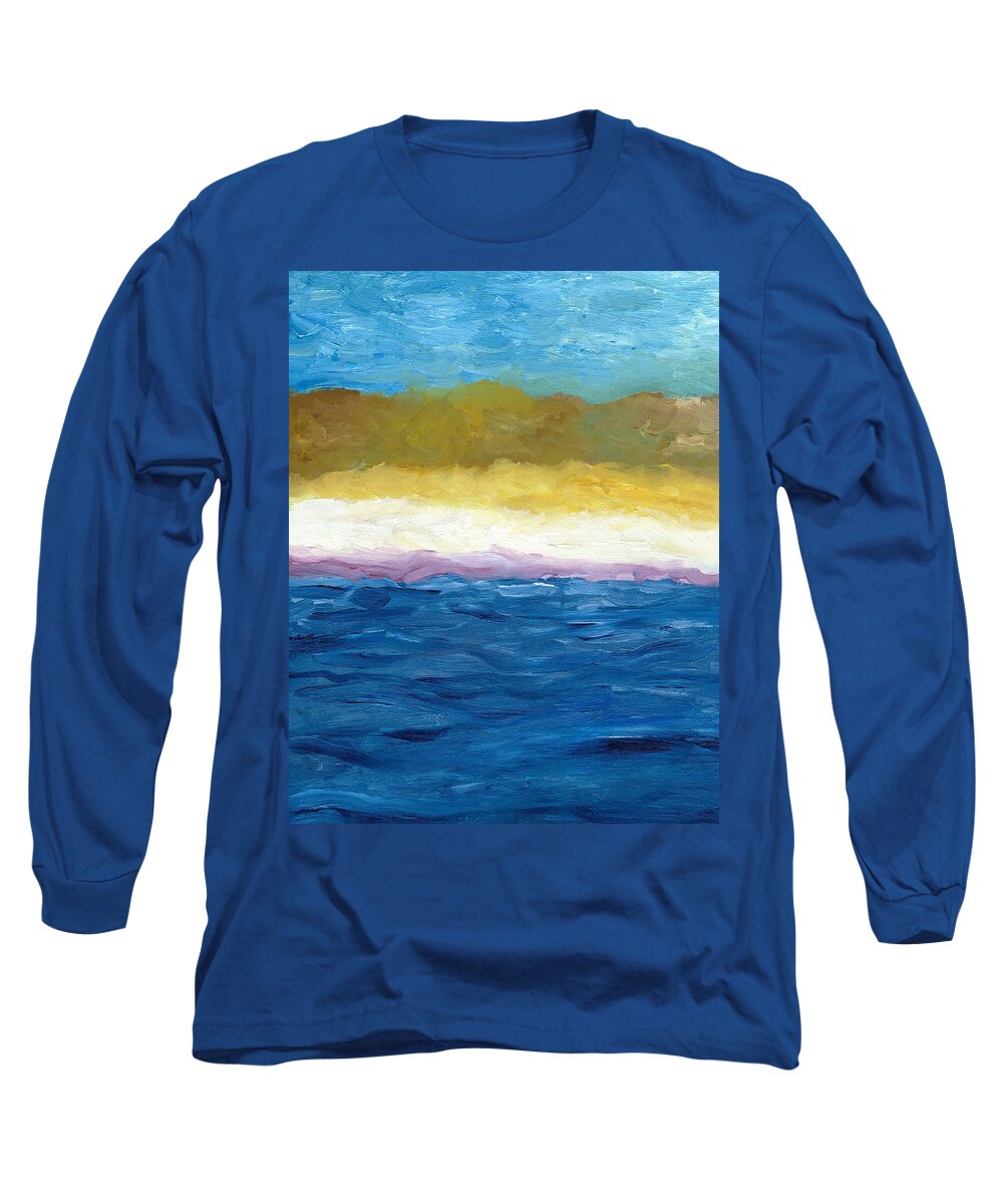 Abstract Landscape Long Sleeve T-Shirt featuring the painting Lake Michigan Dunes Study by Michelle Calkins