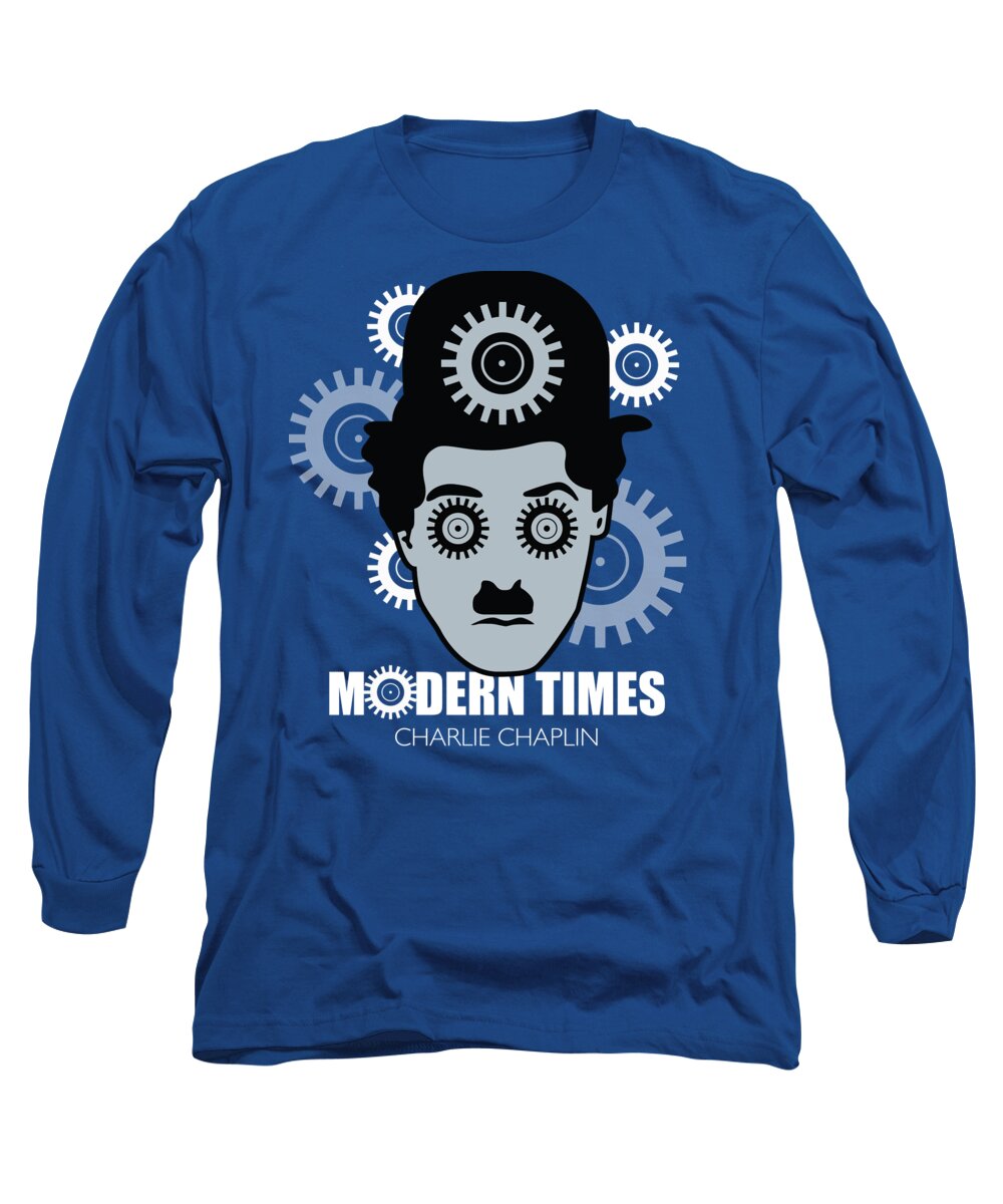 Modern Times Long Sleeve T-Shirt featuring the digital art Modern Times - Alternative Movie Poster by Movie Poster Boy
