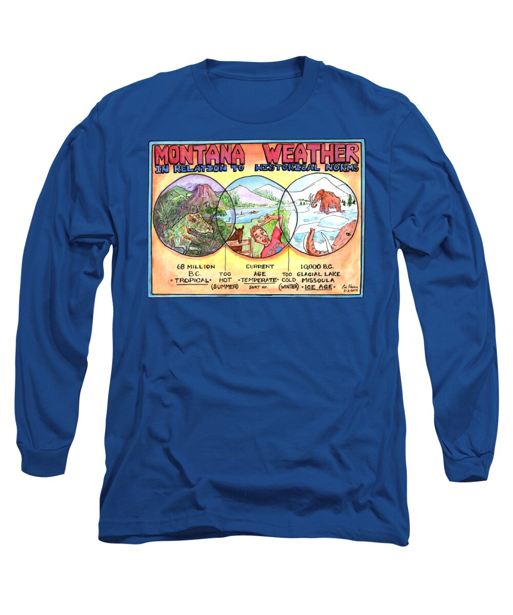 Montana Long Sleeve T-Shirt featuring the drawing Montana Weather In Relation To Historical Norms by Eric Haines