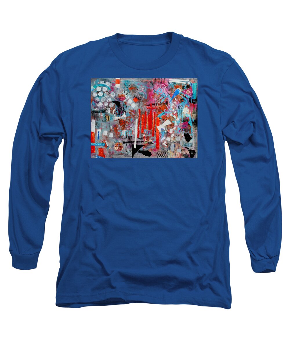 Tropical Abstract Long Sleeve T-Shirt featuring the mixed media Neon Tropics by Jean Clarke