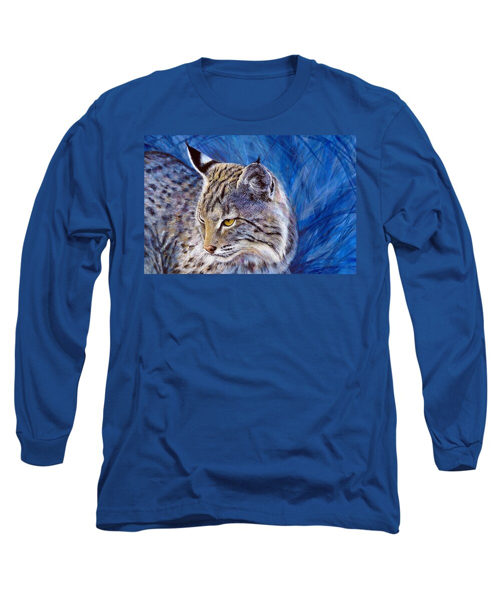 Feline Long Sleeve T-Shirt featuring the painting Nine Lives by R J Marchand