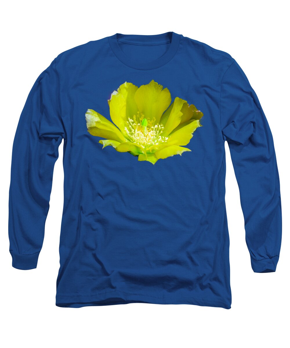 Floral Long Sleeve T-Shirt featuring the photograph Prickly Pear Flower 25105 by Mark Myhaver