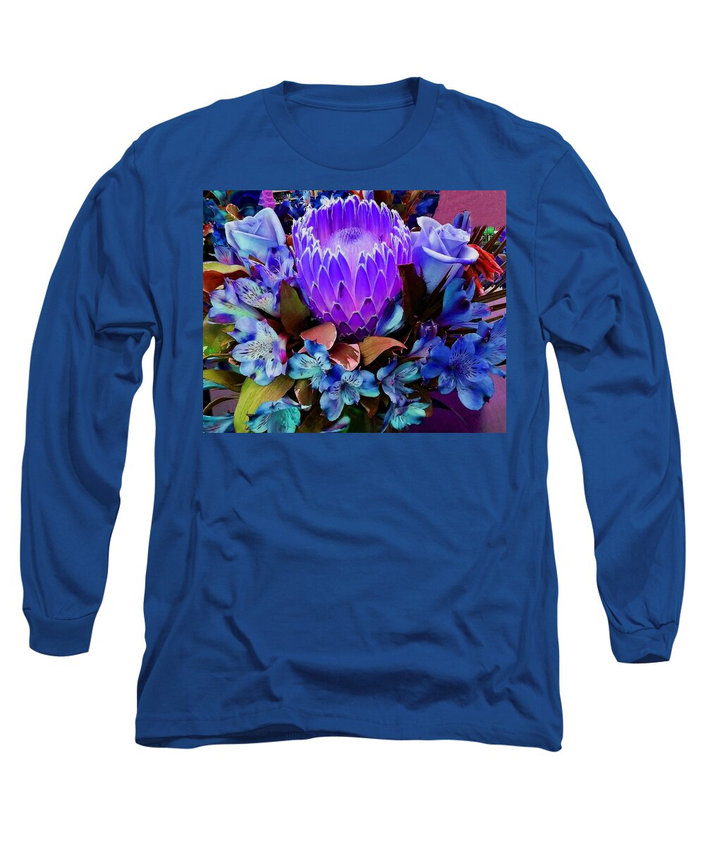 Flowers Long Sleeve T-Shirt featuring the photograph Purple Protea by Andrew Lawrence