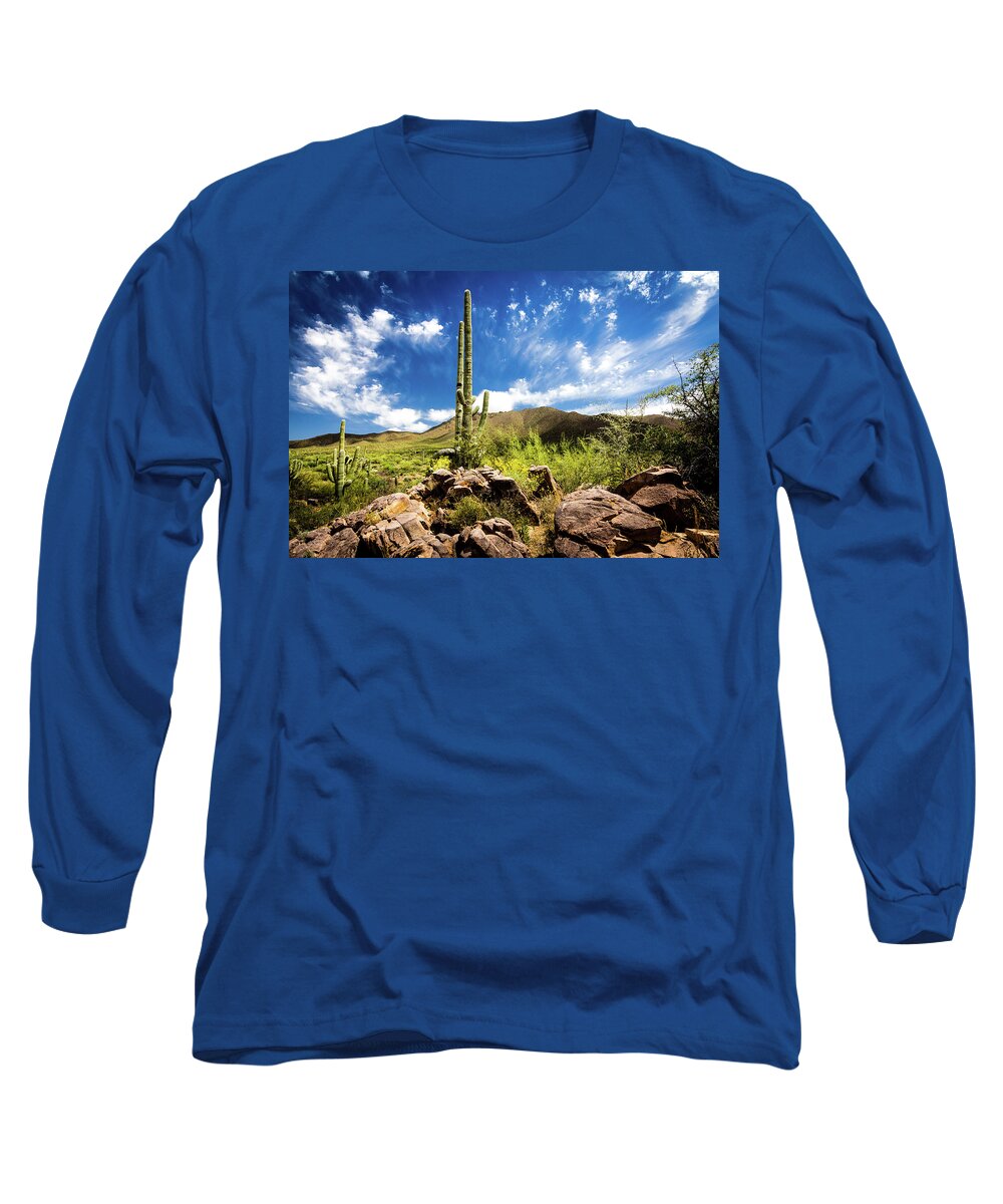 Canyon Long Sleeve T-Shirt featuring the photograph Saguaro Cactus in the Arizona desert by Craig A Walker