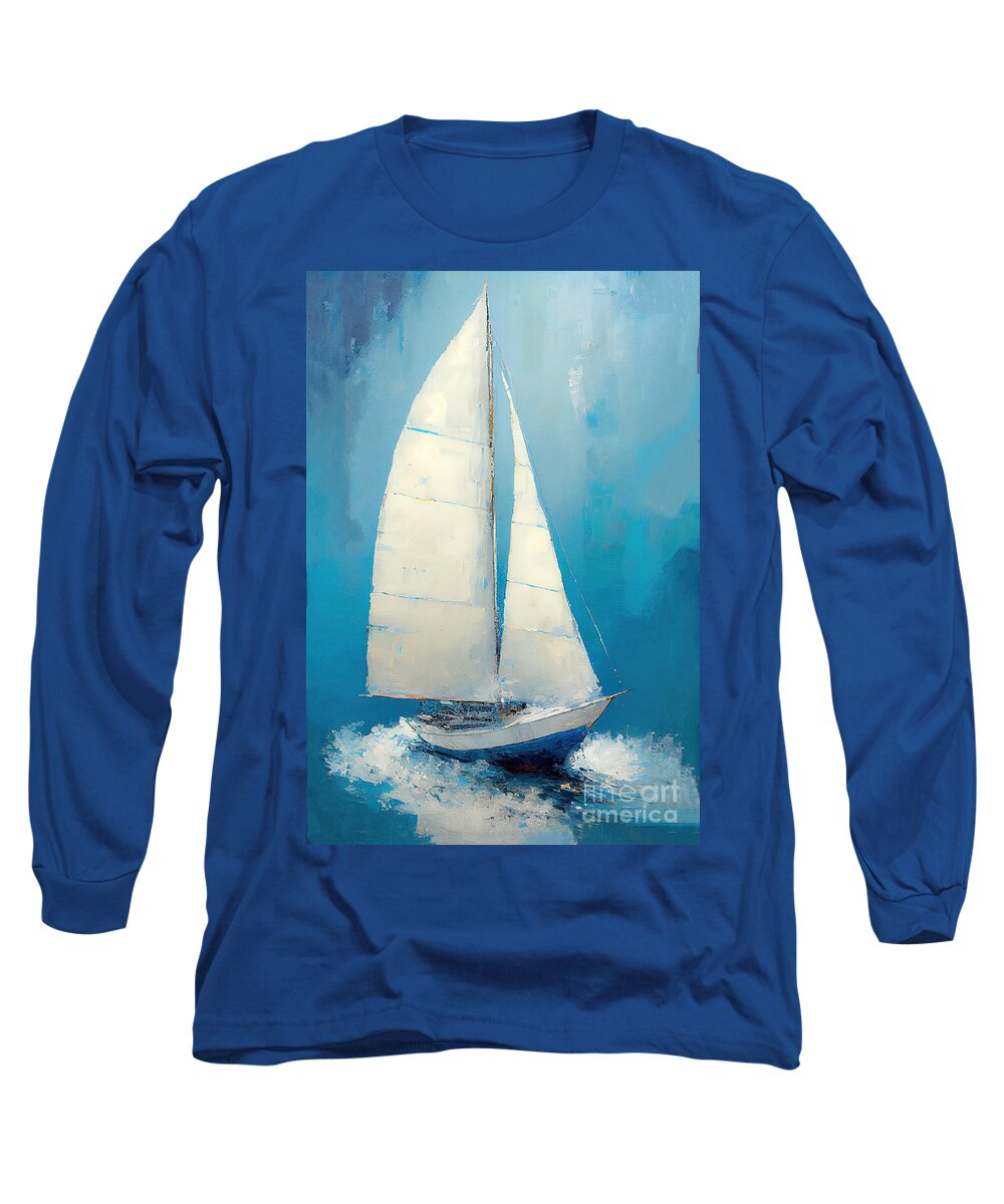 Sailboat Long Sleeve T-Shirt featuring the digital art Sailboat Series 102823_b by Carlos Diaz